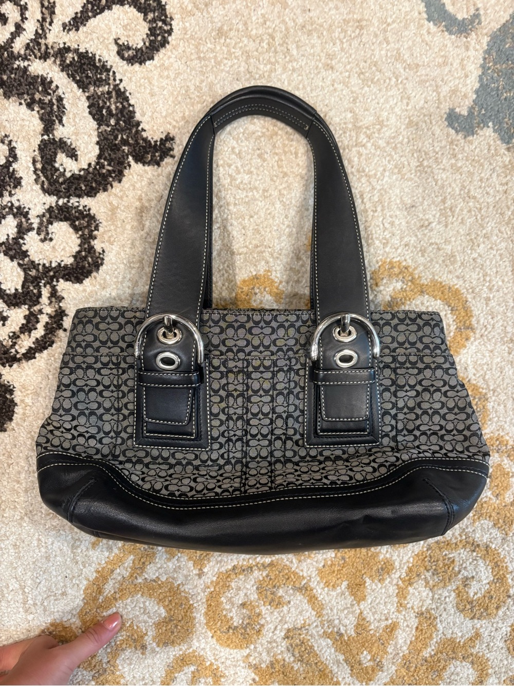 Classic Black and Gray Coach Bag